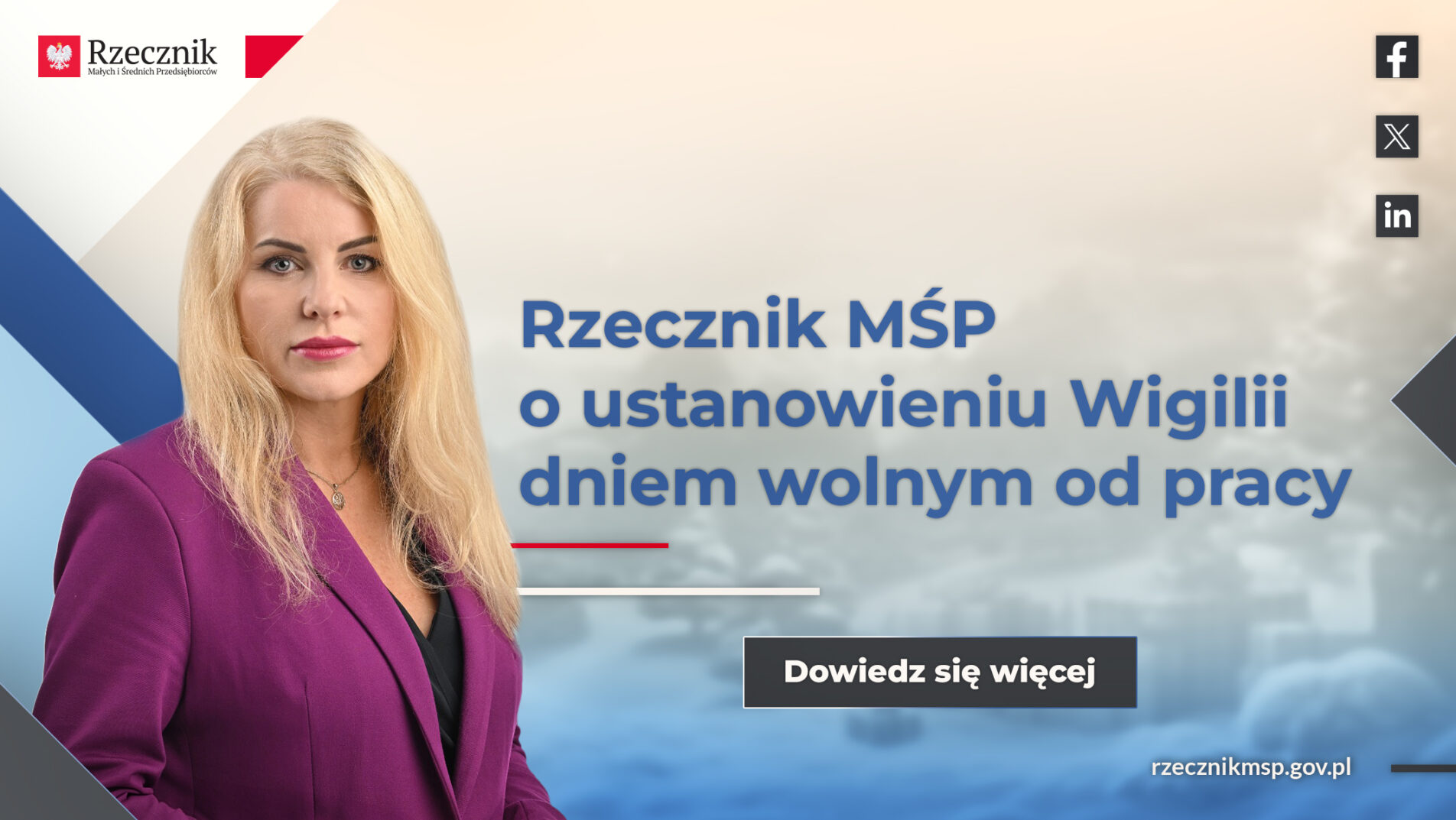 Rzeczniczka MŚP o ustanowieniu Wigilii dniem wolnym od pracy