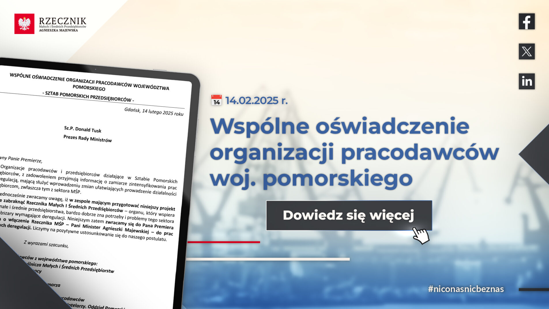 WSPÓLNE OŚWIADCZENIE ORGANIZACJI PRACODAWCÓW WOJEWÓDZTWA POMORSKIEGO.